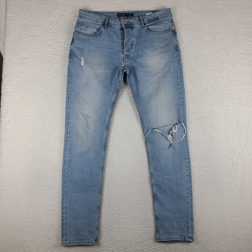 TIFFOSI Denim Collection Jeans Mens 33x32 Blue‎ Tyler Slim Straight Light Wash *